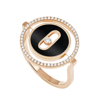 Bague Messika Lucky Move petit modèle en or rose, onyx et diamants