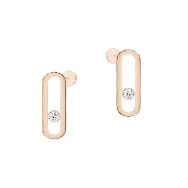 Earrings Messika Move Uno in pink gold and diamond