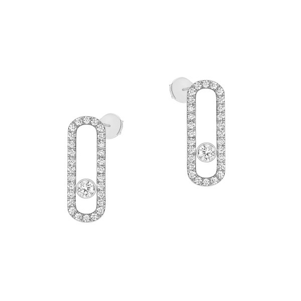 Boucles d'oreilles Messika Move Uno Pavées en or blanc et diamant