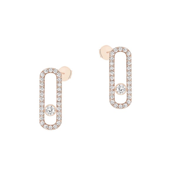 Boucles d'oreilles Messika Move Uno Pavées en or rose et diamant