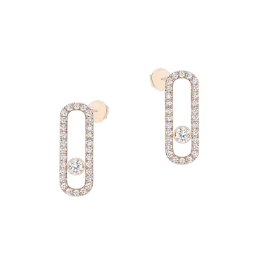 Boucles d'oreilles Messika Move Uno Pavées en or rose et diamant