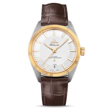 Montre Omega Constellation Globemaster Co-Axial Master Chronometer cadran argent bracelet cuir brun 39 mm - SOLDAT PL