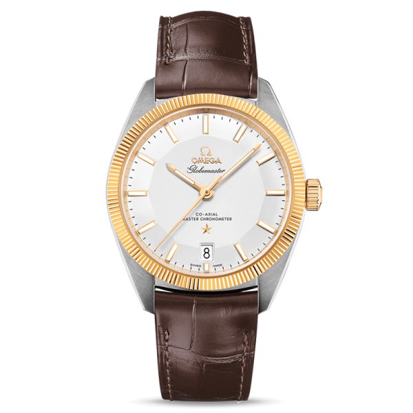 Montre Omega Constellation Globemaster Co-Axial Master Chronometer cadran argent bracelet cuir brun 39 mm - SOLDAT PL