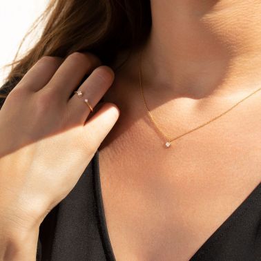 Les Poinçonneurs Joie necklace in rose gold and diamonds