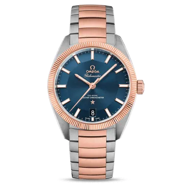 Montre Omega Constellation Globemaster Co-Axial Master Chronometer cadran bleu bracelet acier et or rouge 39 mm - SOLDAT PL