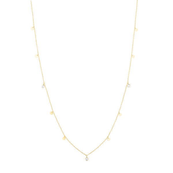 Les Poinçonneurs Comète necklace in yellow gold and diamonds