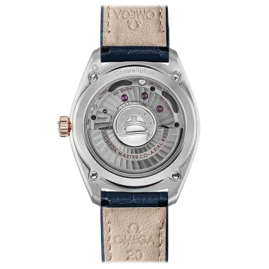 Montre Omega Constellation Globemaster Co-Axial Master Chronometer cadran bleu bracelet cuir bleu 39 mm