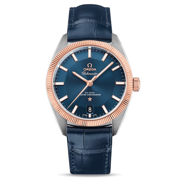 Montre Omega Constellation Globemaster Co-Axial Master Chronometer cadran bleu bracelet cuir bleu 39 mm - SOLDAT PL