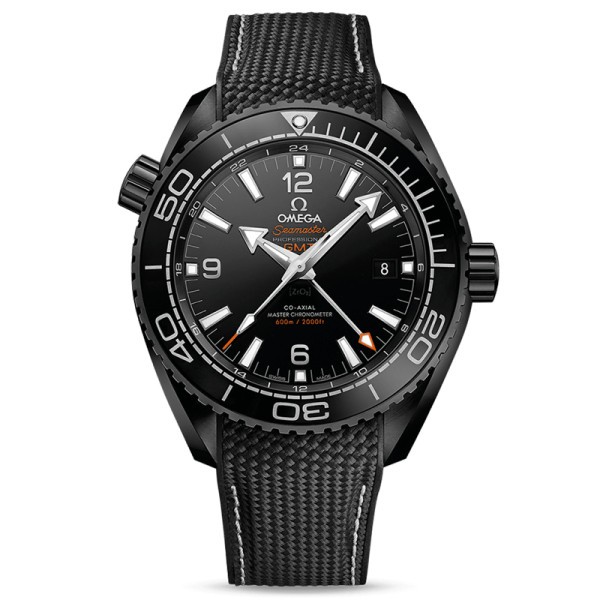 Montre Omega Seamaster Planet Ocean 600m Co-Axial Master Chronometer GMT Deep Black bracelet caoutchouc noir 45,5 mm - SOLDAT PL