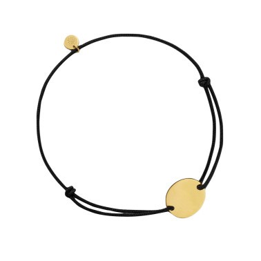 Bracelet Arthus Bertrand Gourmette Galet en or jaune sur cordon noir J9495X0000