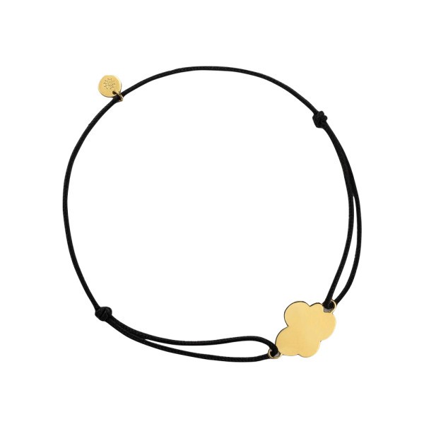 Bracelet Arthus Bertrand Gourmette Nuage en or jaune sur cordon noir