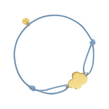 Bracelet Arthus Bertrand Gourmette Nuage en or jaune sur cordon bleu J10125X000