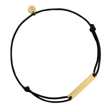 Bracelet Arthus Bertrand Gourmette Réglisse en or jaune sur cordon noir J9494X0000