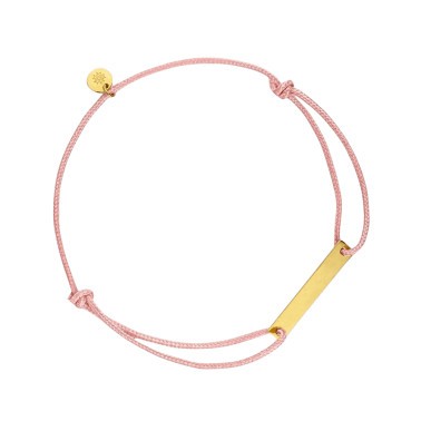 Bracelet Arthus Bertrand Gourmette Réglisse en or jaune sur cordon rose J10120X000