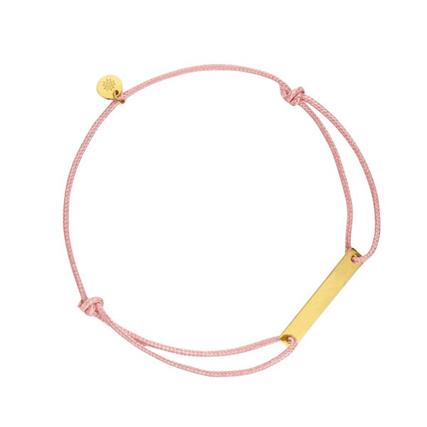 Bracelet Arthus Bertrand Gourmette Réglisse en or jaune sur cordon rose