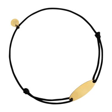 Bracelet Arthus Bertrand Gourmette Calisson en or jaune sur cordon noir J9497X0000