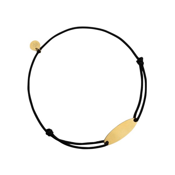 Bracelet Arthus Bertrand Gourmette Calisson en or jaune sur cordon noir