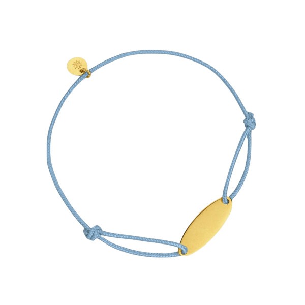Bracelet Arthus Bertrand Gourmette Calisson en or jaune sur cordon bleu