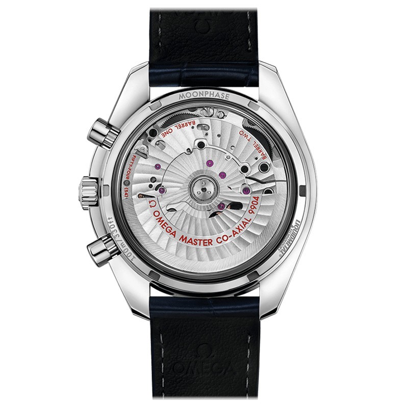 Montre Omega Speedmaster Moonwatch Co-Axial Master Chronometer Phases de lune cadran bleu bracelet cuir 44,25 mm - SITE1