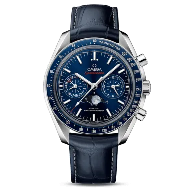 Montre Omega Speedmaster Moonwatch Co-Axial Master Chronometer Phases de lune cadran bleu bracelet cuir 44,25 mm - SOLDAT PL