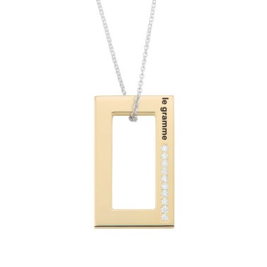 Médaille Le Gramme Rectangle 5,7g en or jaune poli, argent 925 et diamants LG_CAOJPO01082_5.7