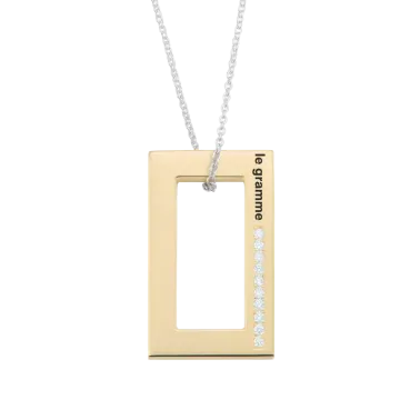 Médaille Le Gramme Rectangle 5,7g en or jaune poli, argent 925 et diamants LG_CAOJPO01082_5.7