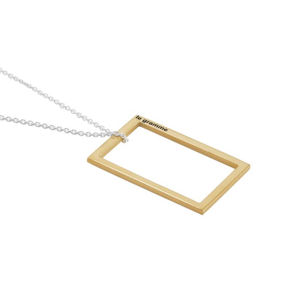 Médaille Le Gramme Rectangle 2,7g en or jaune poli et chaîne argent 925 LG_COJPO081_2.7