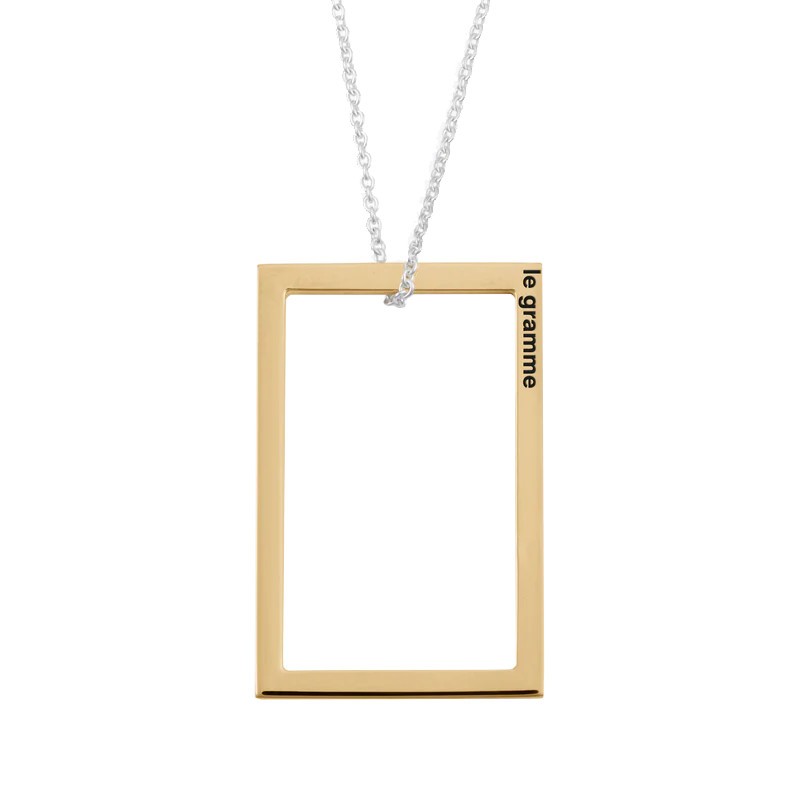 Médaille Le Gramme Rectangle 2,7g en or jaune poli et chaîne argent 925 LG_COJPO081_2.7