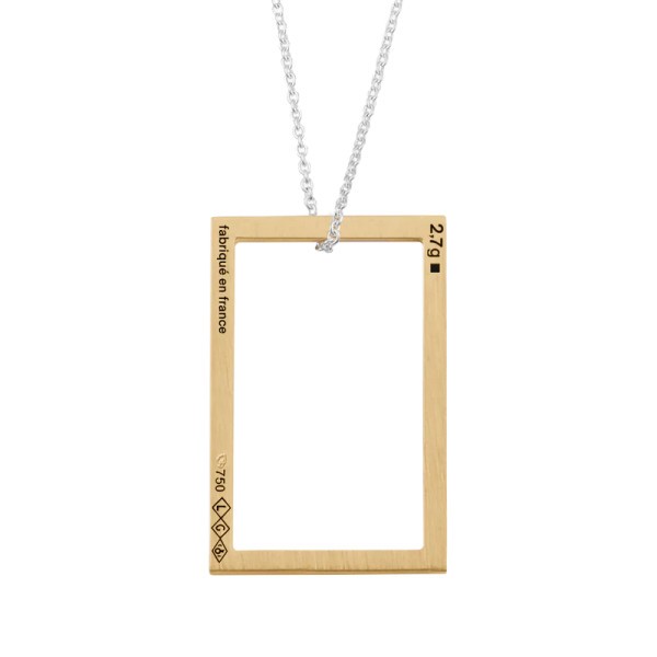 Médaille Le Gramme Rectangle 2,7g en or jaune poli et chaîne argent 925 LG_COJPO081_2.7