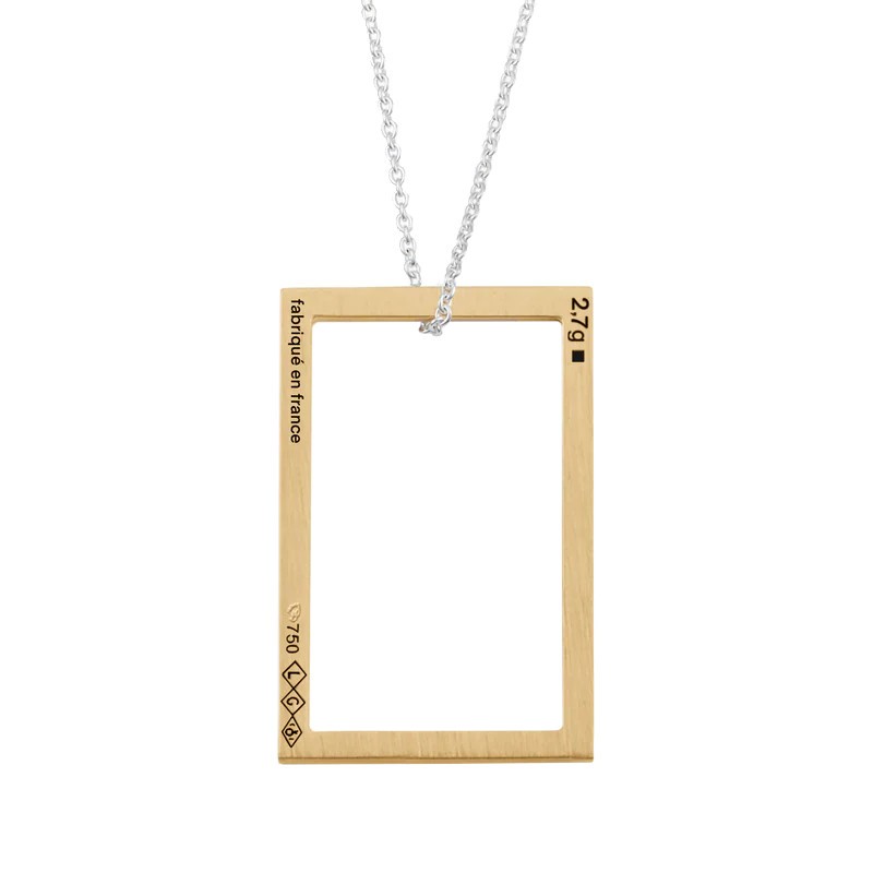 Médaille Le Gramme Rectangle 2,7g en or jaune poli et chaîne argent 925 LG_COJPO081_2.7
