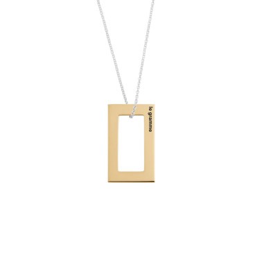 Médaille Le Gramme Rectangle 3,5g en or jaune poli et chaîne argent 925 LG_COJPO081_3.5