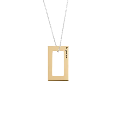 Médaille Le Gramme Rectangle 3,5g en or jaune poli et chaîne argent 925 LG_COJPO081_3.5