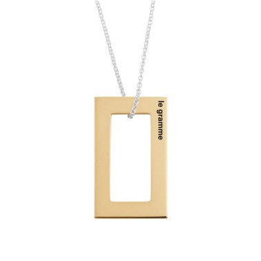 Médaille Le Gramme Rectangle 3,5g en or jaune poli et chaîne argent 925 LG_COJPO081_3.5