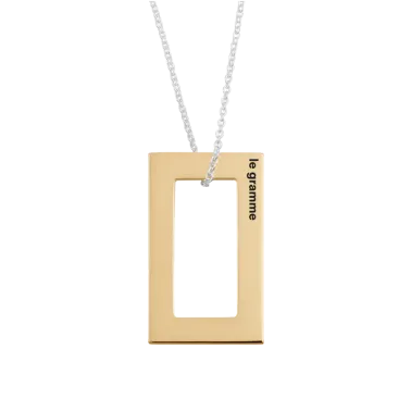 Médaille Le Gramme Rectangle 3,5g en or jaune poli et chaîne argent 925 LG_COJPO081_3.5