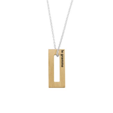 Médaille Le Gramme Rectangle 1,5g en or jaune brossé et chaîne argent 925 LG_COJBR081_1.5