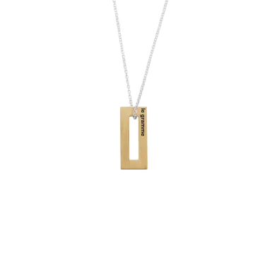 Médaille Le Gramme Rectangle 1,5g en or jaune brossé et chaîne argent 925 LG_COJBR081_1.5