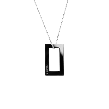 Médaille Le Gramme Rectangle 2,1g en céramique et chaîne argent 925 LG_CCNPO081_2.1