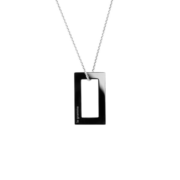 Médaille Le Gramme Rectangle 2,1g en céramique et chaîne argent 925