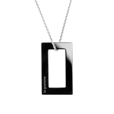 Médaille Le Gramme Rectangle 2,1g en céramique et chaîne argent 925 LG_CCNPO081_2.1