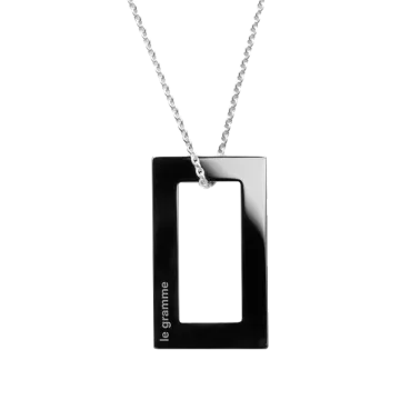 Médaille Le Gramme Rectangle 2,1g en céramique et chaîne argent 925 LG_CCNPO081_2.1