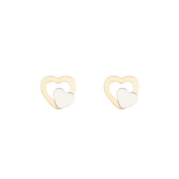 Les Poinçonneurs Double Hearts earrings in yellow gold and white gold 