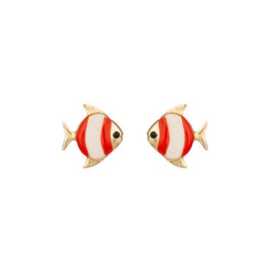 Les Poinçonneurs Fishes earrings in yellow gold 