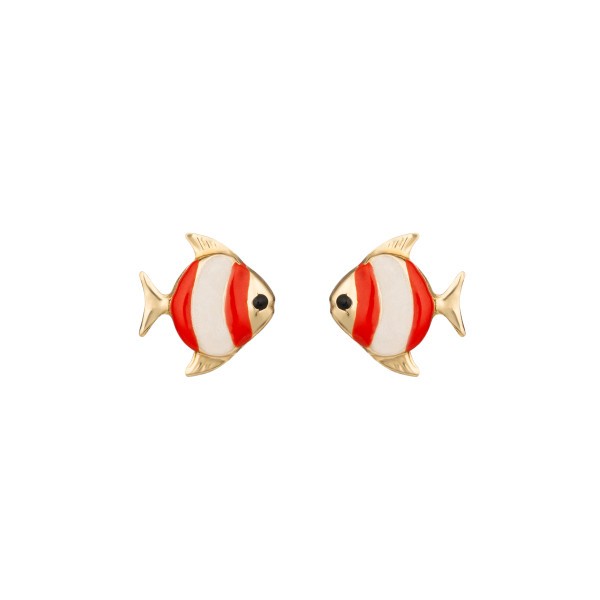 Les Poinçonneurs Fishes earrings in yellow gold 