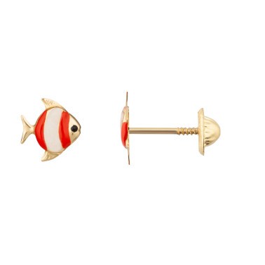 Les Poinçonneurs Fishes earrings in yellow gold 