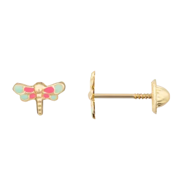 Boucles d'oreilles Les Poinçonneurs Libellules en or jaune 