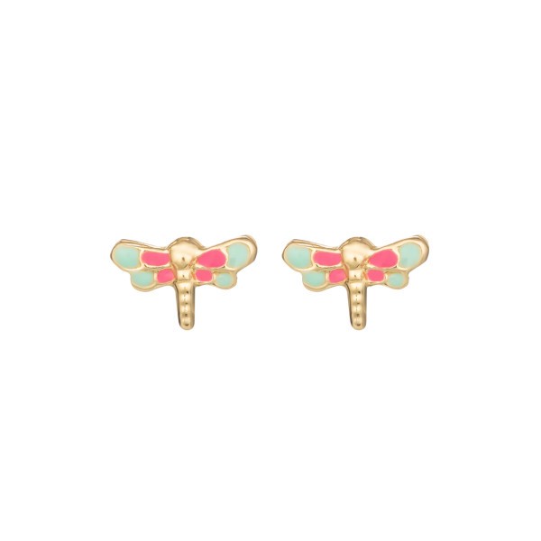 Boucles d'oreilles Les Poinçonneurs Libellules en or jaune 