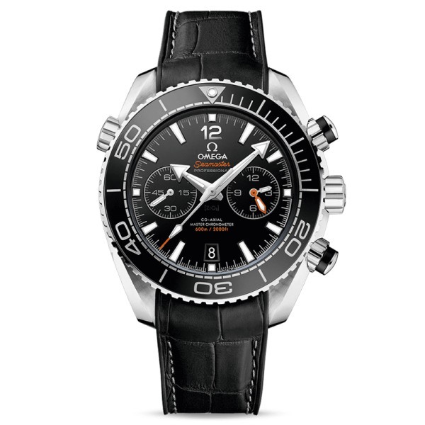 Montre Omega Seamaster Planet Ocean 600m Master Chronometer cadran noir bracelet cuir noir 45,5 mm
