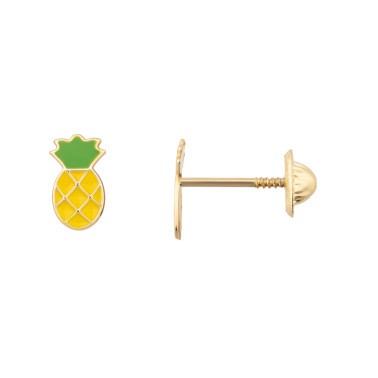 Les Poinçonneurs Pinapple earrings in yellow gold 