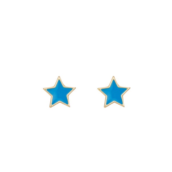 Les Poinçonneurs Blue Stars earrings in yellow gold 