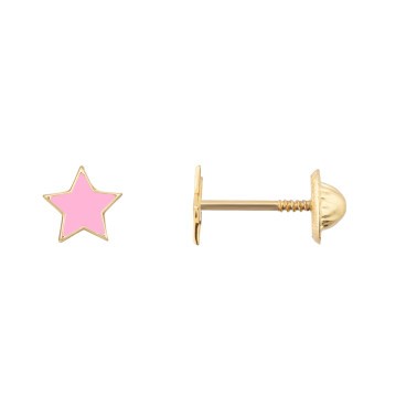 Les Poinçonneurs Pink Stars earrings in yellow gold 